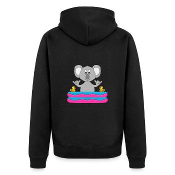 KOALA - PLANSCHBECKEN - POOL - SHAKA - TIER - Unisex Premium Bio Zip Hoodie - Schwarz - Hinten - Nico (187cm)