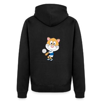HAMSTER - VOLLEYBALL - SPORT - TIERISCH - Unisex Premium Bio Zip Hoodie - Schwarz - Hinten - Nico (187cm)