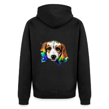 Beagle in Farbe - Unisex Premium Bio Zip Hoodie - Schwarz - Hinten - Nico (187cm)
