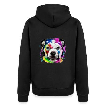 American Bulldogge in Farbe - Unisex Premium Bio Zip Hoodie - Schwarz - Hinten - Nico (187cm)