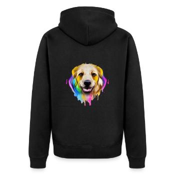 Golden Retriever in Farbe - Unisex Premium Bio Zip Hoodie - Schwarz - Hinten - Nico (187cm)