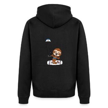 FAULTIER - KITER - KITESURFER - KITE - KITESURFEN - Unisex Premium Bio Zip Hoodie - Schwarz - Hinten - Nico (187cm)