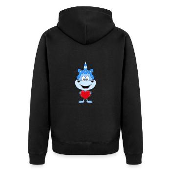 EINHORN - LIEBE - LOVE - VERLIEBT - HERZ - Unisex Premium Bio Zip Hoodie - Schwarz - Hinten - Nico (187cm)