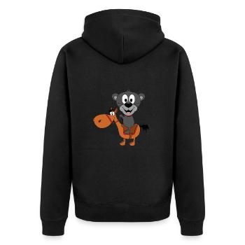 PANTHER - PFERD - REITEN - REITSPORT - TIERISCH - Unisex Premium Bio Zip Hoodie - Schwarz - Hinten - Nico (187cm)