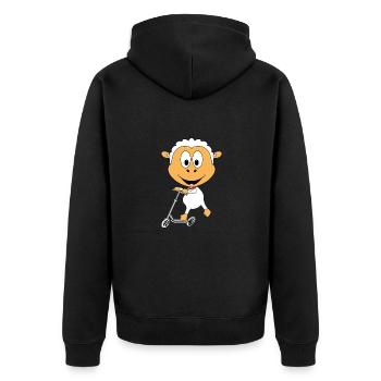 SCHAF - ROLLER - TIER - TIERISCH - SPORT - Unisex Premium Bio Zip Hoodie - Schwarz - Hinten - Nico (187cm)