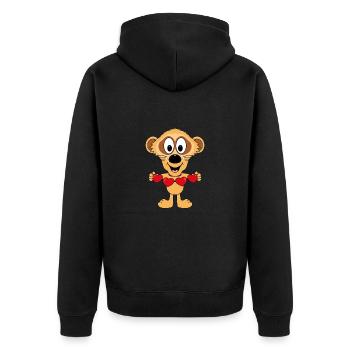 ERDMÄNNCHEN - HERZEN - LIEBE - LOVE - TIER - Unisex Premium Bio Zip Hoodie - Schwarz - Hinten - Nico (187cm)