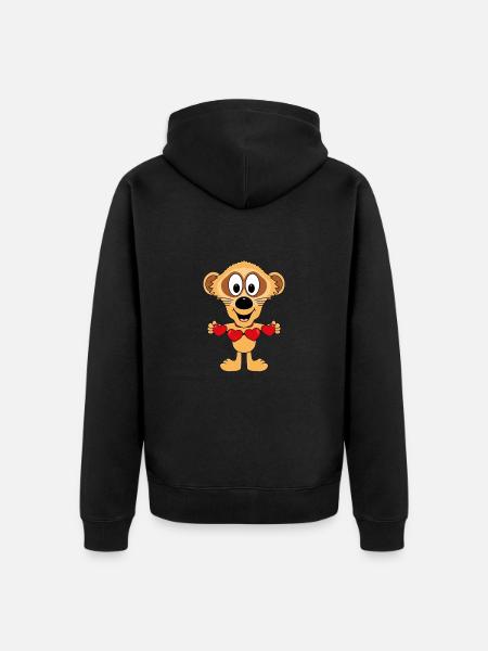 ERDMÄNNCHEN - HERZEN - LIEBE - LOVE - TIER - Unisex Premium Bio Zip Hoodie - Schwarz