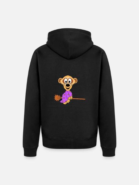 ERDMÄNNCHEN - HEXE - HEXENBESEN - TIERISCH - Unisex Premium Bio Zip Hoodie - Schwarz