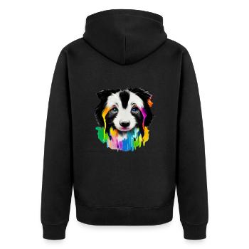 Long-haired collie puppy in color - Unisex Premium Organic Zip Hoodie - black - Back - Nico (187cm)