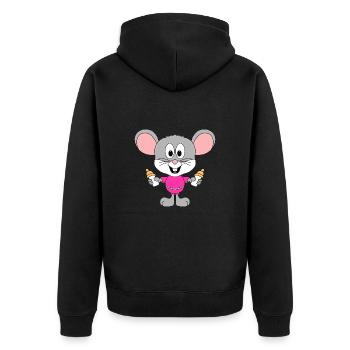 MAUS - BABY - FLÄSCHCHEN - GEBURT - KIND - TIER - Unisex Premium Bio Zip Hoodie - Schwarz - Hinten - Nico (187cm)