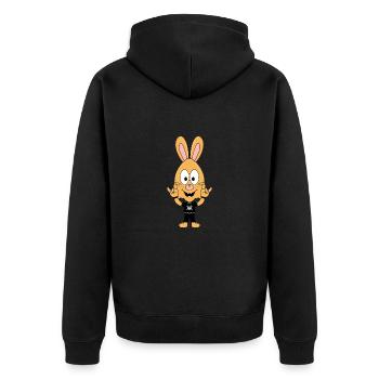 HASE - ROCK - METAL - MUSIK - FESTIVAL - TIERISCH - Unisex Premium Bio Zip Hoodie - Schwarz - Hinten - Nico (187cm)