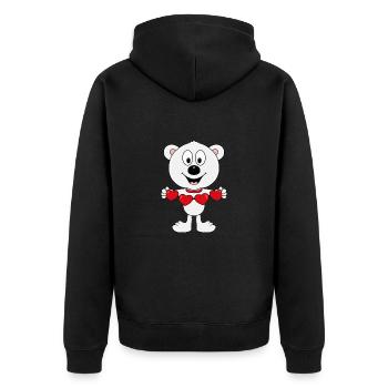 EISBÄR - LIEBE - LOVE - TIER - TIERISCH - VERLIEBT - Unisex Premium Bio Zip Hoodie - Schwarz - Hinten - Nico (187cm)
