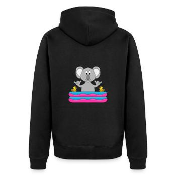 KOALA - POOL - PLANSCHBECKEN - SHAKA - SOMMER - Unisex Premium Bio Zip Hoodie - Schwarz - Hinten - Nico (187cm)