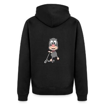 MAULWURF - ROLLER - TIER - TIERISCH - SPORT - Unisex Premium Bio Zip Hoodie - Schwarz - Hinten - Nico (187cm)