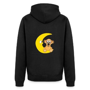 ERDMÄNNCHEN - MOND - TIER - KIND - BABY - Unisex Premium Bio Zip Hoodie - Schwarz - Hinten - Nico (187cm)