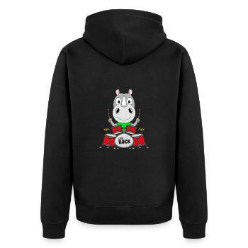 NASHORN - SCHLAGZEUG - MUSIK - TIERISCH - Unisex Premium Bio Zip Hoodie - Schwarz - Hinten - Nico (187cm)