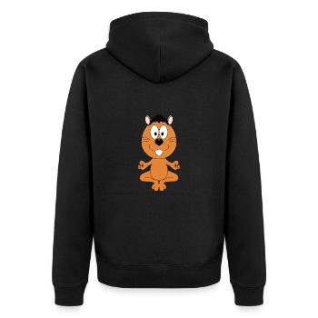 BIBER - OTTER - MARDER - YOGA - TIER - TIERISCH - Unisex Premium Bio Zip Hoodie - Schwarz - Hinten - Nico (187cm)