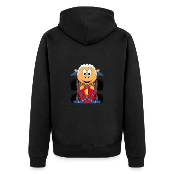 SCHAF - AUTO - RENNFAHRER - MOTORSPORT - TIER - Unisex Premium Bio Zip Hoodie - Schwarz - Hinten - Nico (187cm)