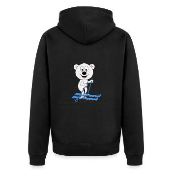 EISBÄR - SKI - SKIER - SKIFAHRER - SPORT - TIER - Unisex Premium Bio Zip Hoodie - Schwarz - Hinten - Nico (187cm)