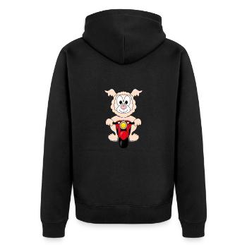 ALPAKA - LAMA - MOTORRAD - BIKER - MOTORSPORT - Unisex Premium Bio Zip Hoodie - Schwarz - Hinten - Nico (187cm)