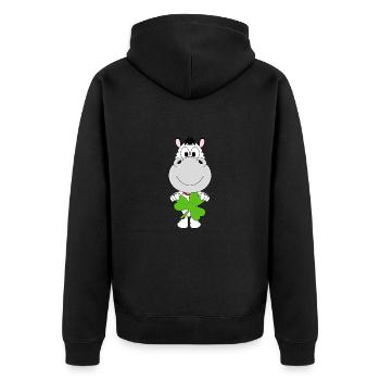 ZEBRA - KLEEBLATT - TIER - TIERISCH - KIND - BABY - Unisex Premium Bio Zip Hoodie - Schwarz - Hinten - Nico (187cm)