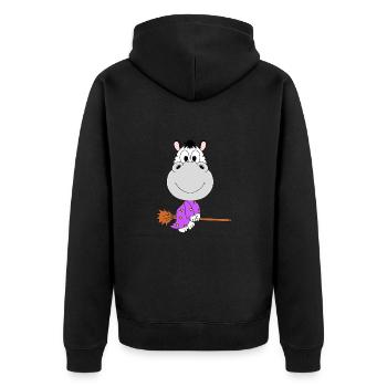 ZEBRA - HEXEN - HEXENBESEN - TIER - KINDER - BABY - Unisex Premium Bio Zip Hoodie - Schwarz - Hinten - Nico (187cm)