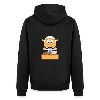 SCHAF - SCHREIBTISCH - ARBEIT - CHEF - MITARBEITER - Unisex Premium Bio Zip Hoodie - Schwarz - Hinten - Nico (187cm)