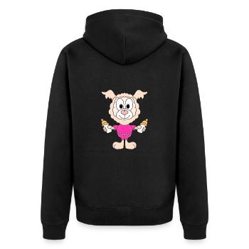 LAMA - ALPAKA - BABY - KIND - TIER - GEBURT - Unisex Premium Bio Zip Hoodie - Schwarz - Hinten - Nico (187cm)