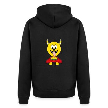 SUPERHELD - HELD - MONSTER - KIND - BABY - Unisex Premium Bio Zip Hoodie - Schwarz - Hinten - Nico (187cm)