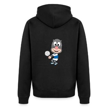 MAULWURF - VOLLEYBALL - SPORT - TIER - BABY - Unisex Premium Bio Zip Hoodie - Schwarz - Hinten - Nico (187cm)