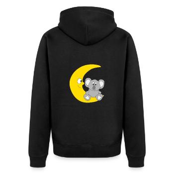 MOND - TIER - KOALA - KIND - BABY - TIERISCH - Unisex Premium Bio Zip Hoodie - Schwarz - Hinten - Nico (187cm)