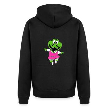 KROKODIL - TANZEN - BALLETT - BALLERINA - TÄNZERIN - Unisex Premium Bio Zip Hoodie - Schwarz - Hinten - Nico (187cm)