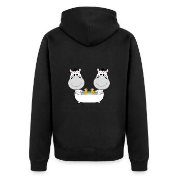 ZEBRAS - ZEBRA - BADEWANNE - BADEN - TIERE - Unisex Premium Bio Zip Hoodie - Schwarz - Hinten - Nico (187cm)