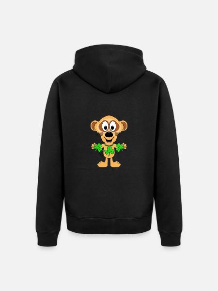 ERDMÄNNCHEN - KLEEBLÄTTER - TIER - TIERISCH - Unisex Premium Bio Zip Hoodie - Schwarz