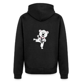 EISBÄR - KARATE - JUDO - SELBSTVERTEIDIGUNG - TIER - Unisex Premium Bio Zip Hoodie - Schwarz - Hinten - Nico (187cm)