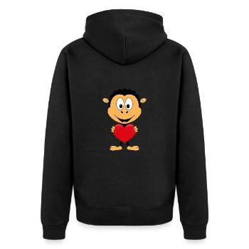 SCHAF - LIEBE - LOVE - HERZ - TIER - TIERISCH - Unisex Premium Bio Zip Hoodie - Schwarz - Hinten - Nico (187cm)