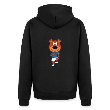TEDDY - BÄR - TEDDYBÄR - LAUFEN - JOGGEN - SPORT - Unisex Premium Bio Zip Hoodie - Schwarz - Hinten - Nico (187cm)