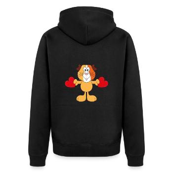 MEERSCHWEINCHEN - HERZEN - LIEBE - LOVE - TIER - Unisex Premium Bio Zip Hoodie - Schwarz - Hinten - Nico (187cm)