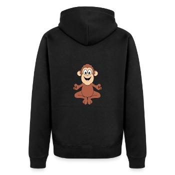 YOGA - AFFE - TIER - TIERISCH - KIND - BABY - FUN - Unisex Premium Bio Zip Hoodie - Schwarz - Hinten - Nico (187cm)