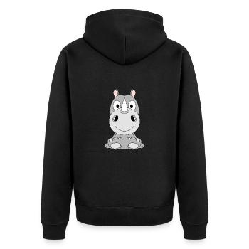 NASHORN - TIER - TIERISCH - KIND - BABY - LIEBE - Unisex Premium Bio Zip Hoodie - Schwarz - Hinten - Nico (187cm)