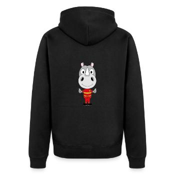 NASHORN - FEUERWEHR - FEUERWEHRMANN - FEUER - TIER - Unisex Premium Bio Zip Hoodie - Schwarz - Hinten - Nico (187cm)