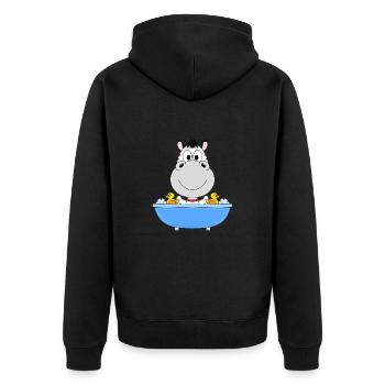 ZEBRA - BADEWANNE - BADEN - TIER - KIND - BABY - Unisex Premium Bio Zip Hoodie - Schwarz - Hinten - Nico (187cm)