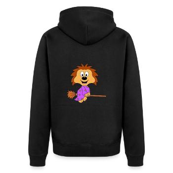 IGEL - HEXE - HEXENBESEN - HALLOWEEN - TIER - BABY - Unisex Premium Bio Zip Hoodie - Schwarz - Hinten - Nico (187cm)