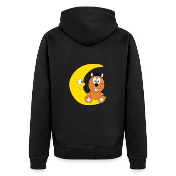 OTTER - BIBER - MARDER - MOND - TIER - KIND - BABY - Unisex Premium Bio Zip Hoodie - Schwarz - Hinten - Nico (187cm)