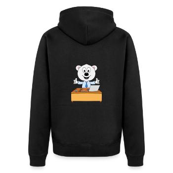 EISBÄR - BERUF - JOB - CHEF - MITARBEITER - TIER - Unisex Premium Bio Zip Hoodie - Schwarz - Hinten - Nico (187cm)