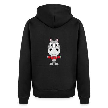 NASHORN - LIEBE - LOVE - TIERISCH - VERLIEBT - Unisex Premium Bio Zip Hoodie - Schwarz - Hinten - Nico (187cm)