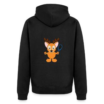 REH - TENNIS - SPORT - TIER - TIERISCH - BABY - Unisex Premium Bio Zip Hoodie - Schwarz - Hinten - Nico (187cm)