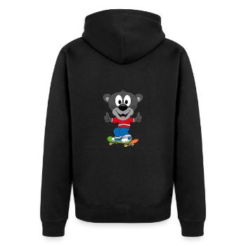 PANTHER - SKATEBOARD - TIER - KIND - BABY - SPORT - Unisex Premium Bio Zip Hoodie - Schwarz - Hinten - Nico (187cm)
