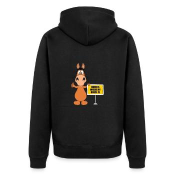PFERD - PONY - HOME IS WHERE MY HORSE IS - Unisex Premium Bio Zip Hoodie - Schwarz - Hinten - Nico (187cm)