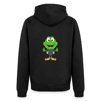 FROSCH - TAUCHER - TAUCHEN - TIER - SPORT - Unisex Premium Bio Zip Hoodie - Schwarz - Hinten - Nico (187cm)